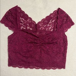 Garage Burgundy Lace Top